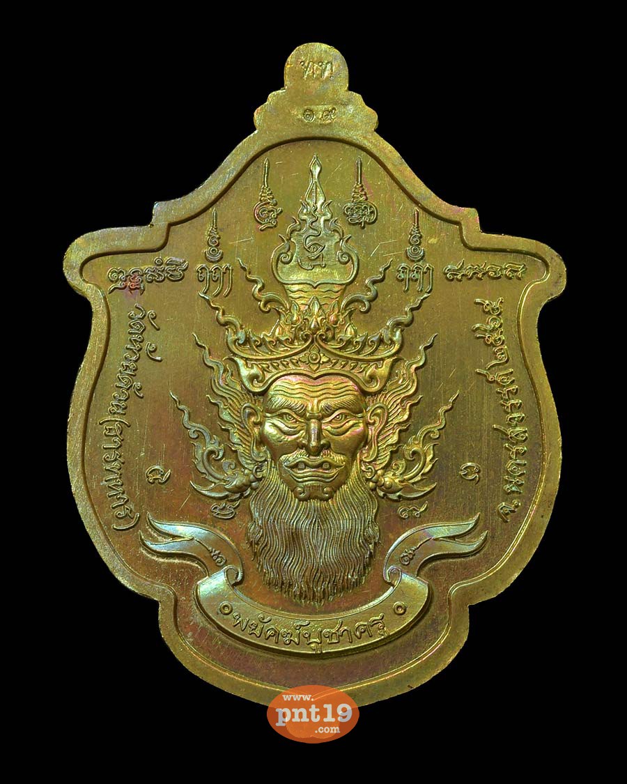 เหรียญพยัคฆ์ บูชาครู 16. ทองทิพย์ผิวรุ้ง ลงยาแดง หลวงปู่พัฒน์ วัดห้วยด้วน (วัดธารทหาร)
