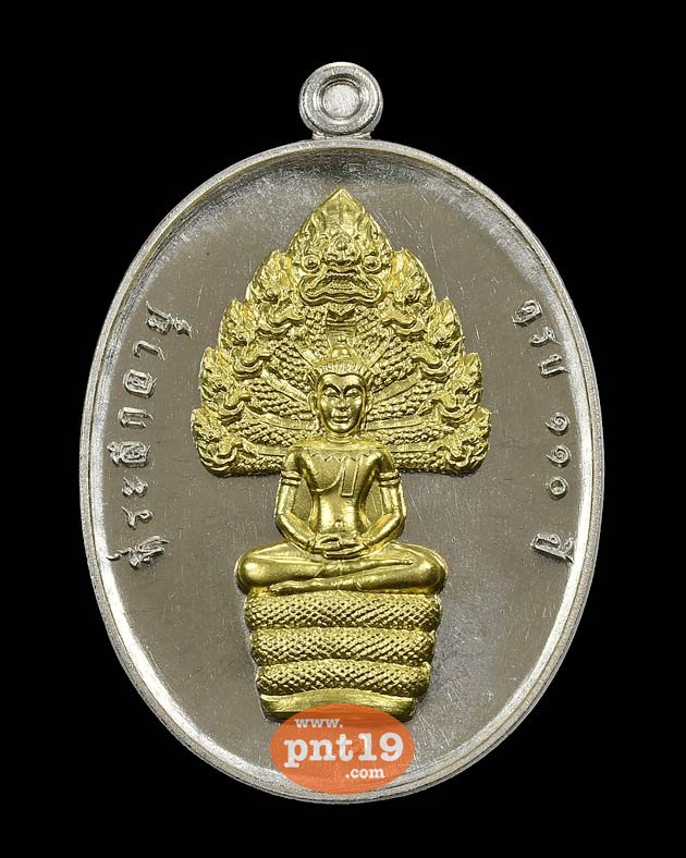 เหรียญนาคปรก รุ่น ที่ระลึกอายุ ๑๑๐ ปี เนื้ออัลปาก้าหน้ากากทองระฆัง หลวงปู่ทวน วัดโป่งยาง