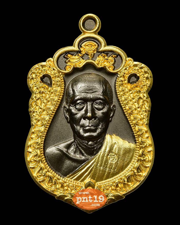 เหรียญเสมาครึ่งองค์ รุ่น ปาฏิหาริย์ 2 แบล็คโรเดียม ลายทอง หลวงพ่อทอง วัดบ้านไร่