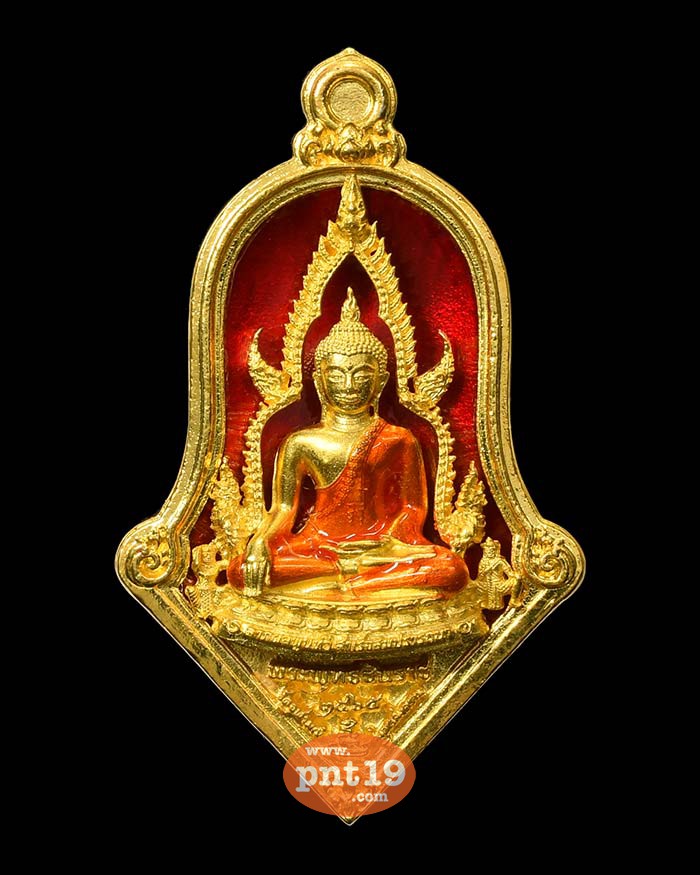จำปีปลดหนี้ พุทธศิลป์ พระพุทธชินราช ประทับหลังท้าวเวสสุวรรณ (พิมพ์ใหญ่) ชนวนกาหลั่ยทอง ลงยาแดง หลวงพ่ออิฎฐ์ วัดจุฬามณี
