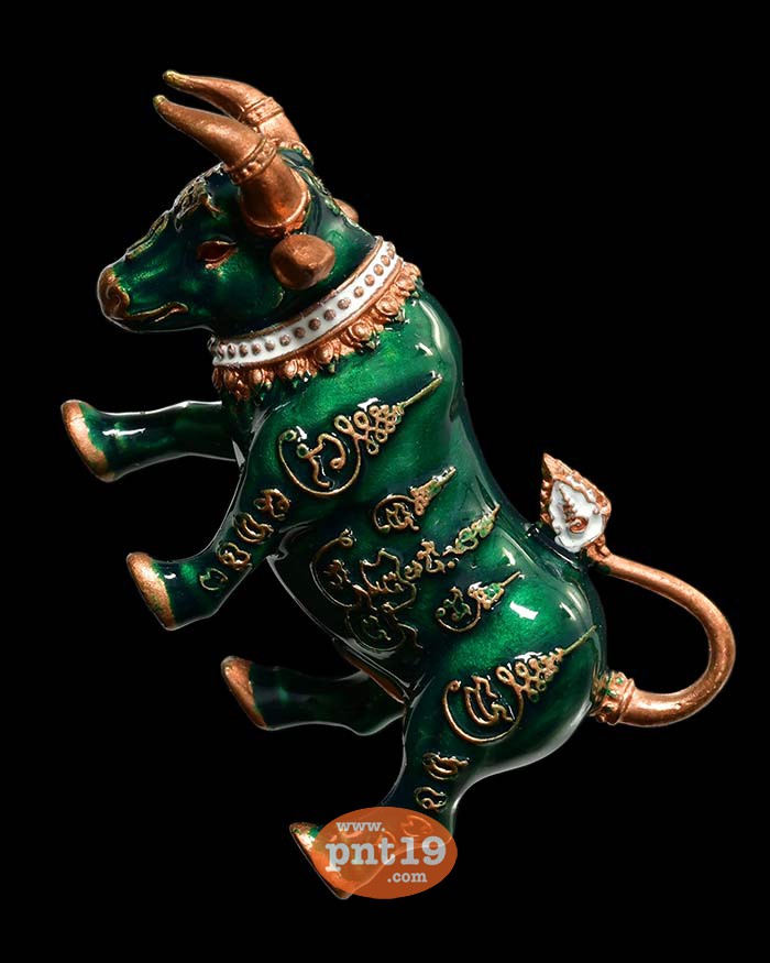 วัวธนูคะนองฤทธิ์รุ่นแรก มหาสิทธิโชคโภคทรัพย์ ทองแดงลงยาเขียว หลวงปู่บุญมา สำนักสงฆ์เขาแก้วทอง