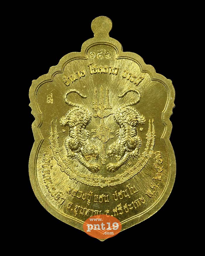 เหรียญพยัคฆ์ มหาบารมี 25. ทองทิพย์ลงยาลายเสือ บนดำ ขอบแดง หลวงปู่แสน วัดบ้านหนองจิก