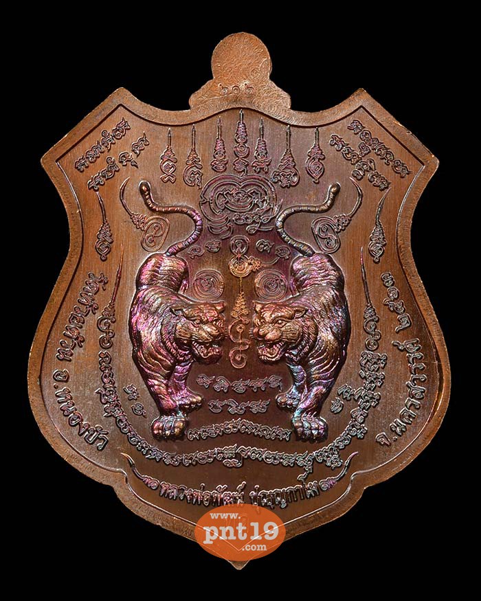 เหรียญพยัคฆ์ปุญฺญกาโม 35. ทองแดงผิวรุ้งลงยาเขียว หลวงปู่พัฒน์ วัดห้วยด้วน (วัดธารทหาร)