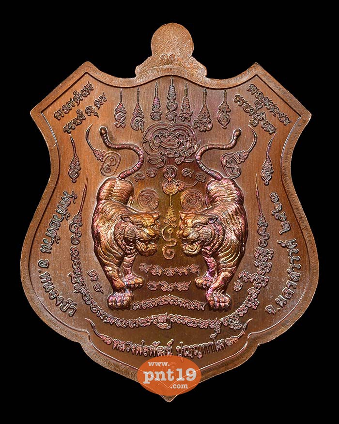 เหรียญพยัคฆ์ปุญฺญกาโม 37. ทองแดงผิวรุ้ง ลงยาส้ม หลวงปู่พัฒน์ วัดห้วยด้วน (วัดธารทหาร)