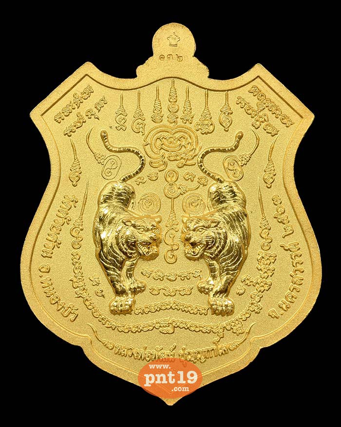 เหรียญพยัคฆ์ปุญฺญกาโม สัมฤทธิ์ชุบทอง พ่นทราย หน้ากากเงิน ลงยาแดง หลวงปู่พัฒน์ วัดห้วยด้วน (วัดธารทหาร)