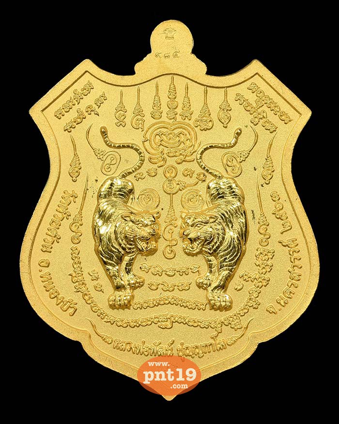 เหรียญพยัคฆ์ปุญฺญกาโม สัมฤทธิ์ชุบทอง พ่นทราย หน้ากากเงิน ลงยาม่วง หลวงปู่พัฒน์ วัดห้วยด้วน (วัดธารทหาร)