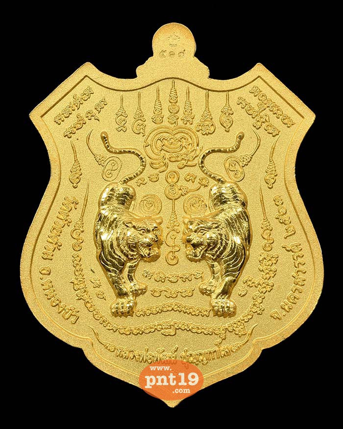 เหรียญพยัคฆ์ปุญฺญกาโม สัมฤทธิ์ชุบทอง พ่นทราย หน้ากากเงิน ลงยาเขียว หลวงปู่พัฒน์ วัดห้วยด้วน (วัดธารทหาร)