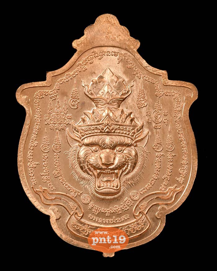 เหรียญพยัคฆ์จอมราชัน เนื้อทองแดงผิวไฟ ลงยาสีขาว หลวงปู่แสน วัดบ้านหนองจิก