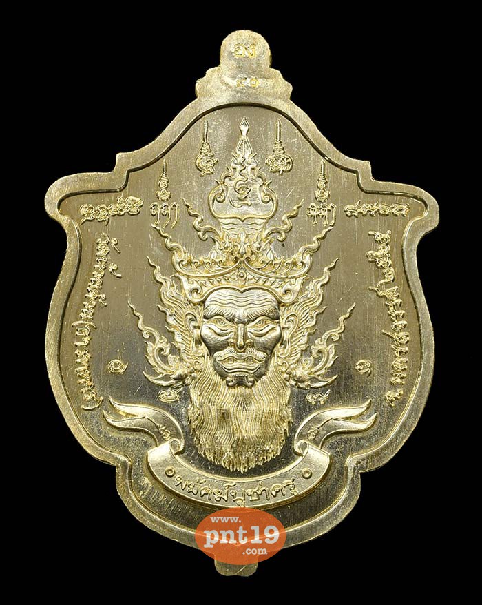 เหรียญพยัคฆ์ บูชาครู 40. ทองทิพย์อาบเงิน ลงยาแดง หลวงปู่พัฒน์ วัดห้วยด้วน (วัดธารทหาร)