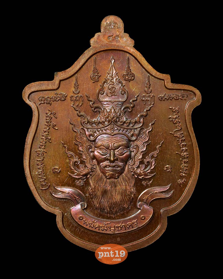 เหรียญพยัคฆ์ บูชาครู 36. ทองแดงผิวรุ้ง ลงยาม่วง หลวงปู่พัฒน์ วัดห้วยด้วน (วัดธารทหาร)